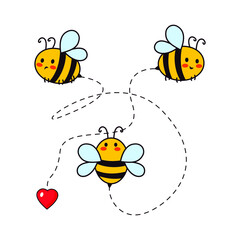 Set of bee logo design template. Bee vector logo illustration.