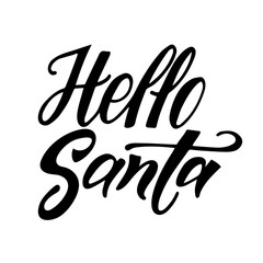 Hello Santa, isolated vector lettering illustration for Christmas card and poster