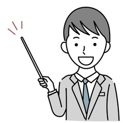 説明するビジネスパーソン男性のイラスト素材