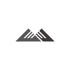 letter m mountain shadow simple geometric logo vector