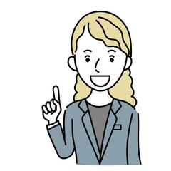 説明するビジネスパーソン外国人女性のイラスト素材