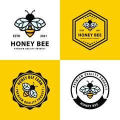 set of bee logotype design template