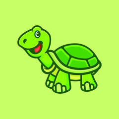 Fototapeta premium A cute cartoon tortoise vector icon