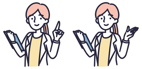 医者　医療　指さし女性　イラスト