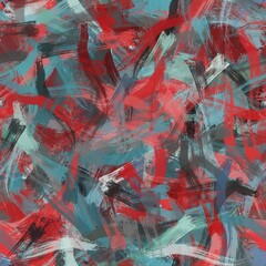 Seamless random faux digital paint stroke pattern print. High quality illustration. Procedural painting with realistic brush strokes in bright trendy colors. Abstract art for surface design and print.