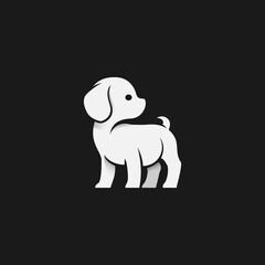 Simplicity little dog logo on black background