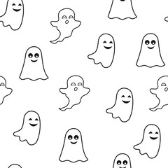 Seamless pattern with ghost. Halloween background. Illustration for textile, print, card, invitation, wallpaper, fabric