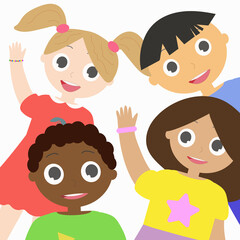 Set. Children of different races and nationalities. International friendship of peoples. Smiling children. Vector illustration.