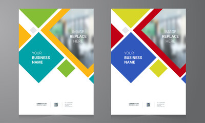 Brochure design, cover modern layout, poster, flyer in A4 with colorful triangles