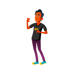 scary indian man in fear room cartoon vector. scary indian man in fear room character. isolated flat cartoon illustration