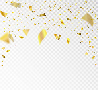 Festive vector illustration with confetti isolated on white background	