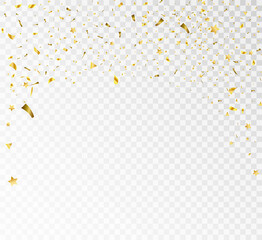 Festive vector illustration with confetti isolated on white background	
