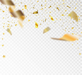 Festive vector illustration with confetti isolated on white background	