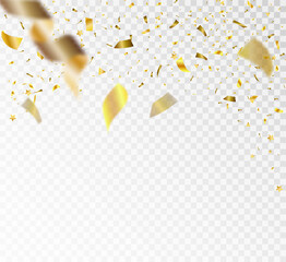 Festive vector illustration with confetti isolated on white background	