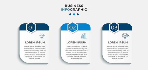 Obraz premium Vector Infographic design business template with icons and 3 options or steps. Can be used for process diagram, presentations, workflow layout, banner, flow chart, info graph