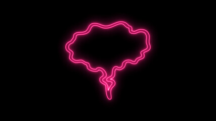 Fototapeta na wymiar Blank speech bubble in neon style. Neon light, comic speech bubble sign icon. Chat think symbol. Royalty high-quality free stock of pink glowing neon empty speech bubble frame on black background