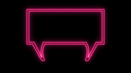 Blank speech bubble in neon style. Neon light, comic speech bubble sign icon. Chat think symbol. Royalty high-quality free stock of pink glowing neon empty speech bubble frame on black background