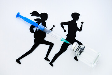 Sport and vaccination concept photo, Covid 19, coronavirus and active life