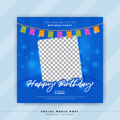 Birthday template for social media post banner party invitation or greeting card