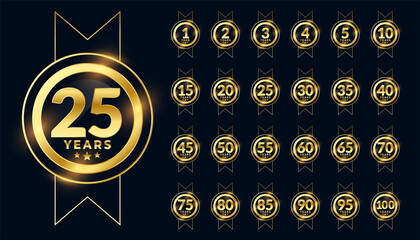 anniversary label celebration emblem big set