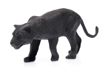 toy plastic black tiger isolated on white background