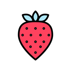 Strawberry icon Design Template. Illustration vector graphic. simple flat color line style icon isolated on white background. Perfect for your web site design, logo, symbols of restaurants, cafe