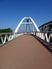 bicycle bridge over the Herentals-Bocholt canal in the province of Antwerp ,Belgium