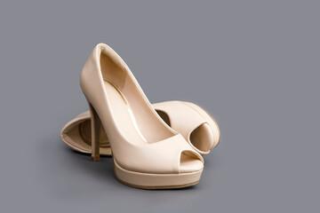 stiletto heels shoes for catalogue. elegant high heels on a grey background. attractive heels...