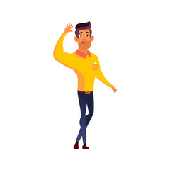 happy man glad to see cousin on terrace cartoon vector. happy man glad to see cousin on terrace character. isolated flat cartoon illustration