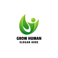 Grow Human Gradient Logo Design