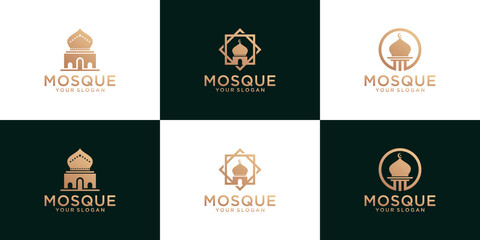 mosque logo collection, islamic religion template design