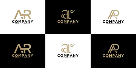 Fototapeta na wymiar a collection of monogram logos with the initials of the letter ar, for companies, businesses, consulting and finance