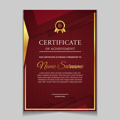 Certificate of achievement border design templates with elements of luxury gold badges and modern line patterns. vector graphic print layout can use For award, appreciation, education