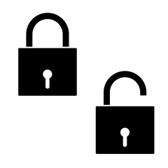 Padlock open and lock closed flat vector icon