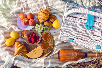 Close up image of tasty food in picnic,