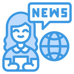 Journalist blue line icon