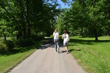 couple walking in park