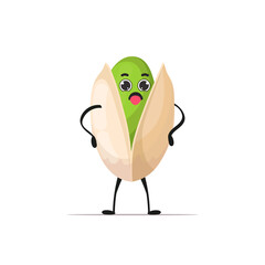 cute pistachio character cartoon mascot nut healthy vegetarian food concept isolated