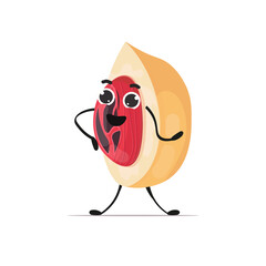 cute nutmeg character cartoon mascot nut personage healthy vegetarian food concept isolated