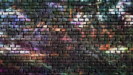 Peel and stick wall murals Graffiti Colorful graffiti on a brick wall as a dark background