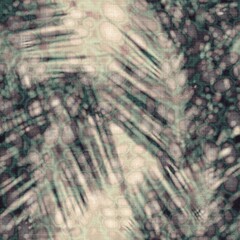 Seamless abstract print of botanical leaf shadows over abstract surface design. High quality illustration. Tropical palm leaves showing in the negative space between sunlight rays overlaid on design.