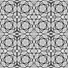 seamless black and white pattern kaleidoscope of flowers
