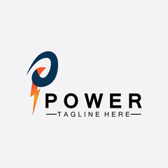 Letter P thunder power logo vector illustration design