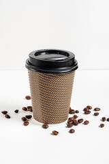 cup of coffee with beans