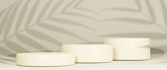 3D rendering of mockup background. Podium for show product. Blank scene showcase with empty round stage.