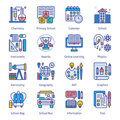 Back to School Filled Icons - Stroked, Vectors