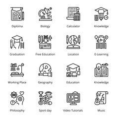 Back to School Outline Icons - Stroked, Vectors