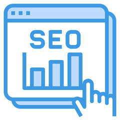 Search Engine Optimization blue line icon