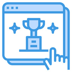 Obraz premium Trophy blue line icon