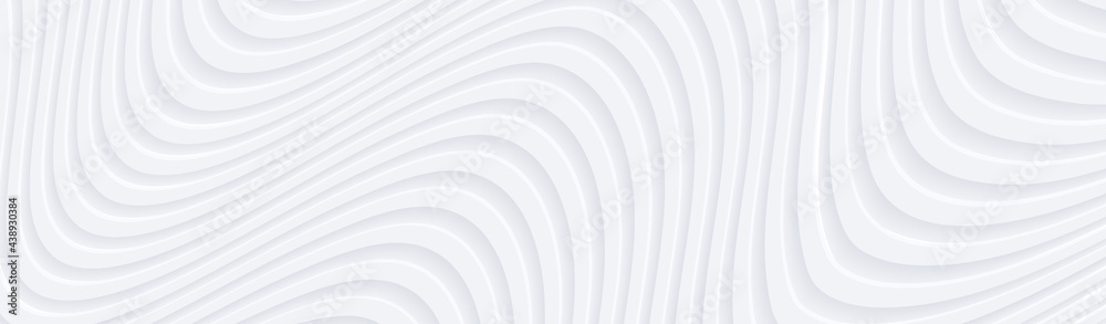 Poster 3D white silver wavy background for business presentation. Abstract flow elegant pattern. Minimalist empty striped blank BG. Halftone monochrome cover with modern digital minimal color.